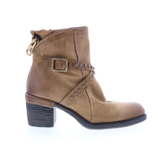 A,S 98 Jeffy Brown Leather Zipper Ankle Boot, 38 - Picture 1 of 8
